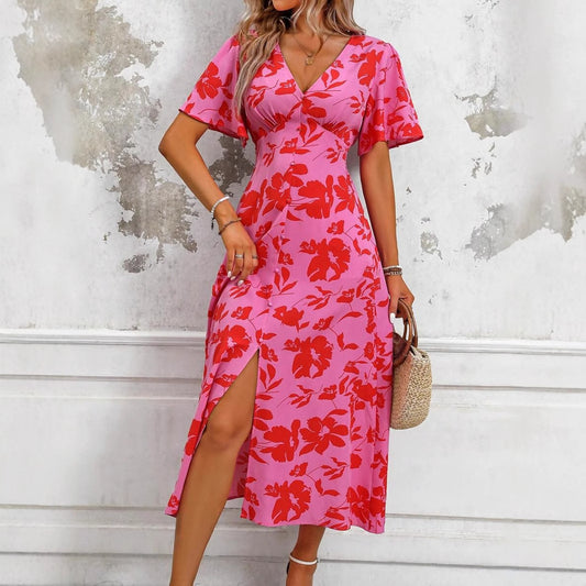 Women's V-neck Casual Temperament Long Dress