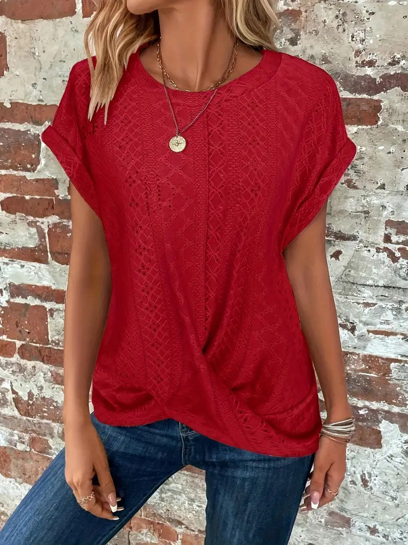 Casual Round Neck Women's Short Sleeved Top
