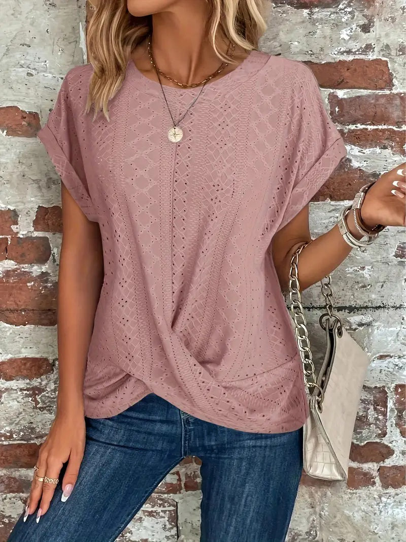 Casual Round Neck Women's Short Sleeved Top