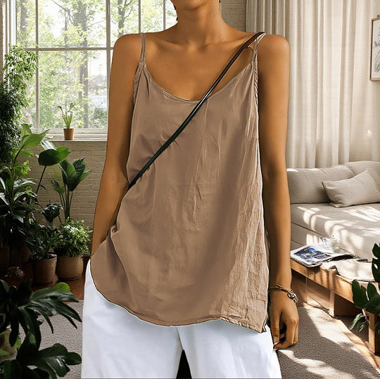Cotton Linen Sleeveless Vest Women's Summer New Loose Cotton Linen Inner Match Sleeveless Versatile Bottoming Top