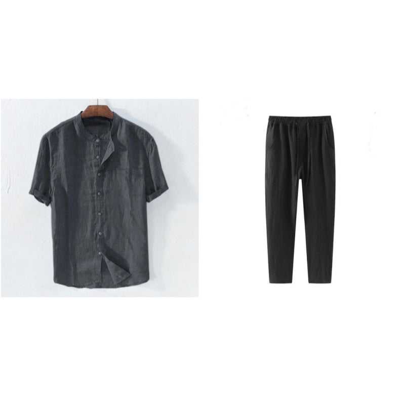 Men's Shirt New Short Sleeve Summer Stand Collar