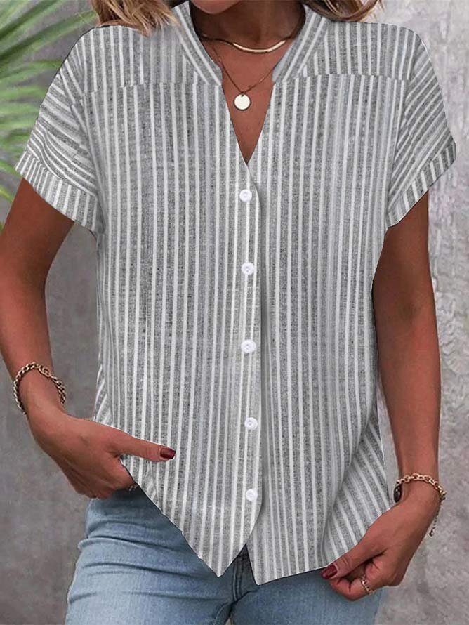 European And American New Short-sleeved Shirt Navy Style Striped Casual T-shirt
