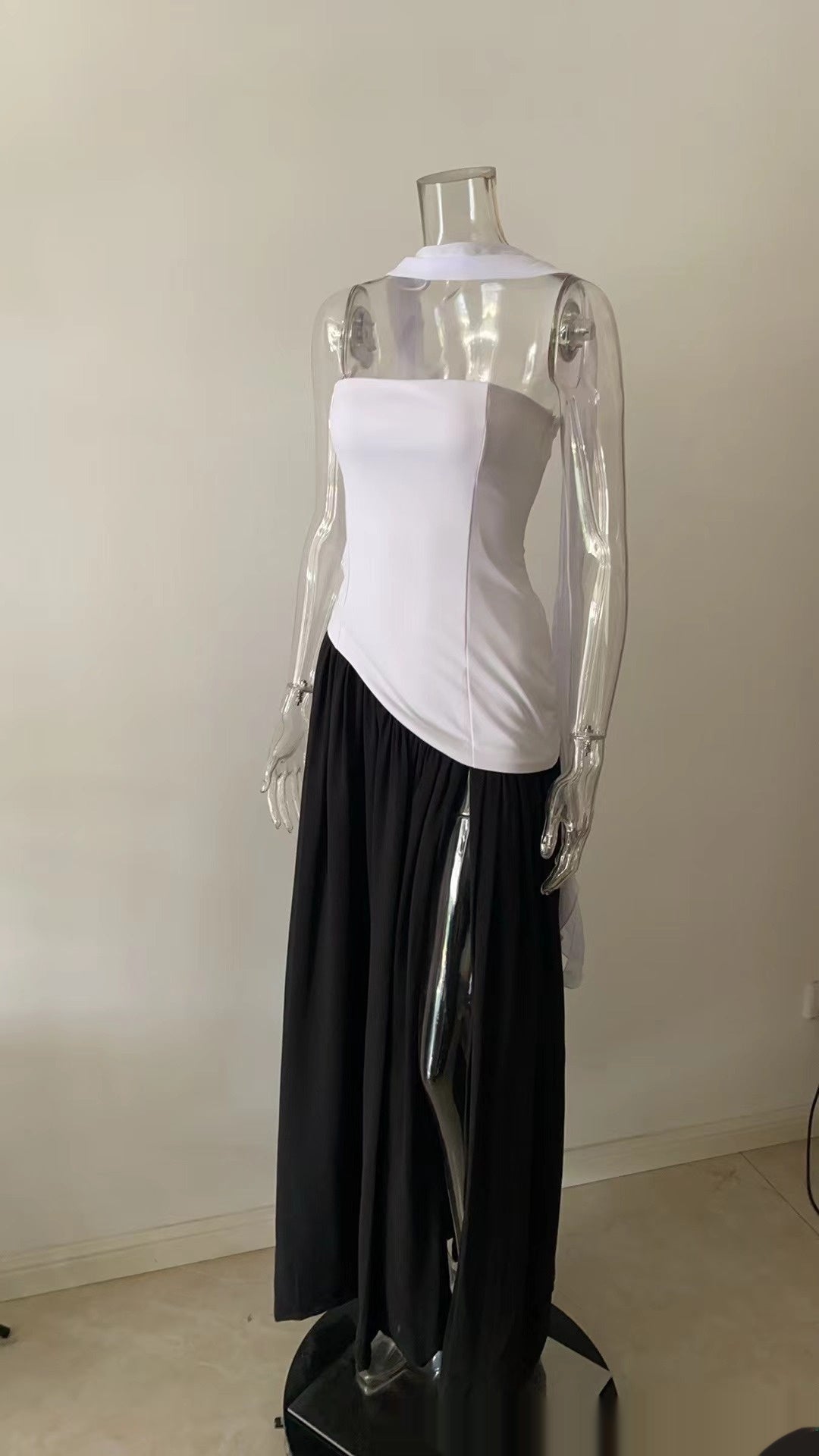 Spring And Summer New Color Matching Tube Top Sexy Off-the-shoulder Dress