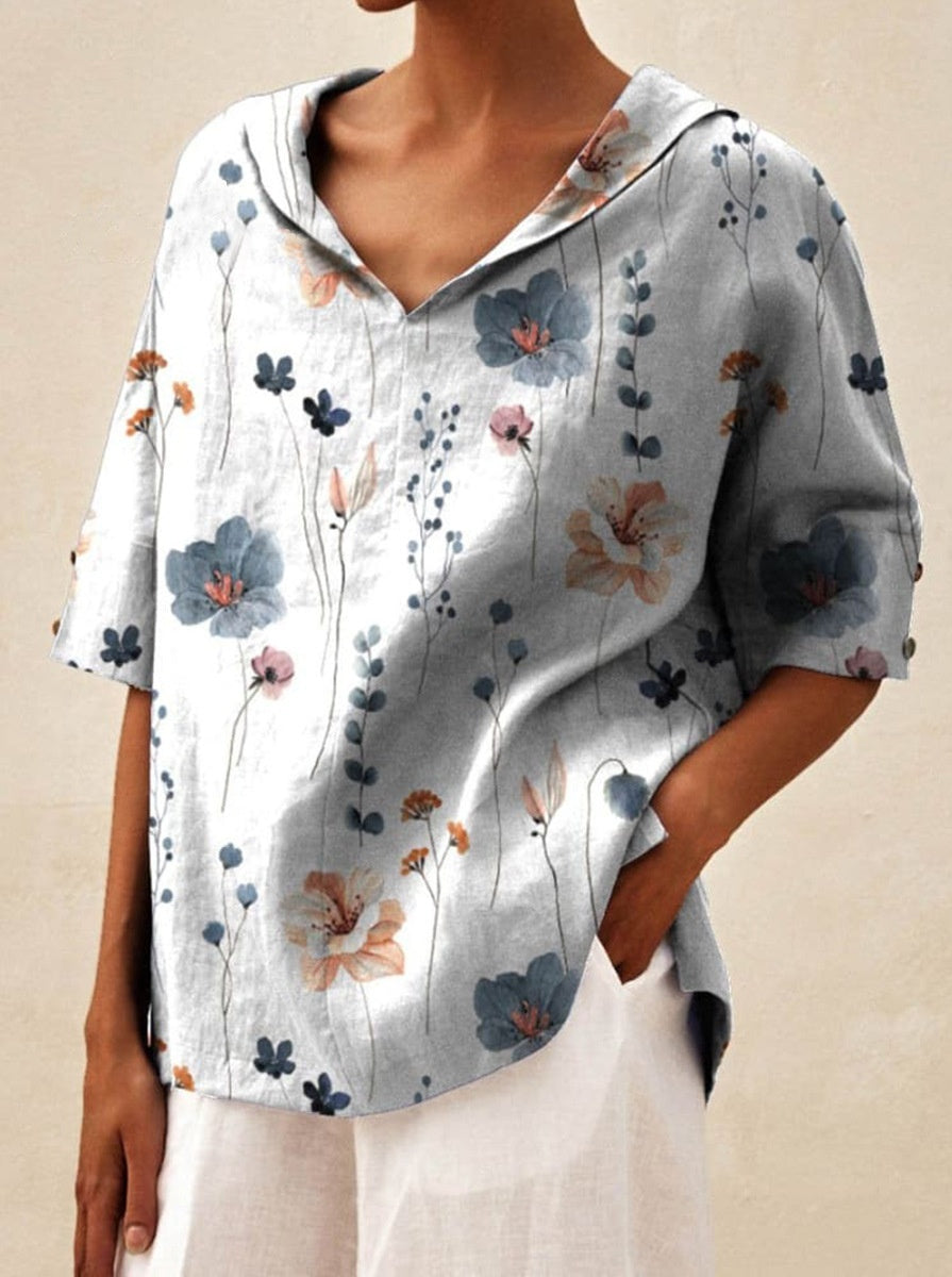 Women's Solid Color Cotton And Linen Loose Shirt