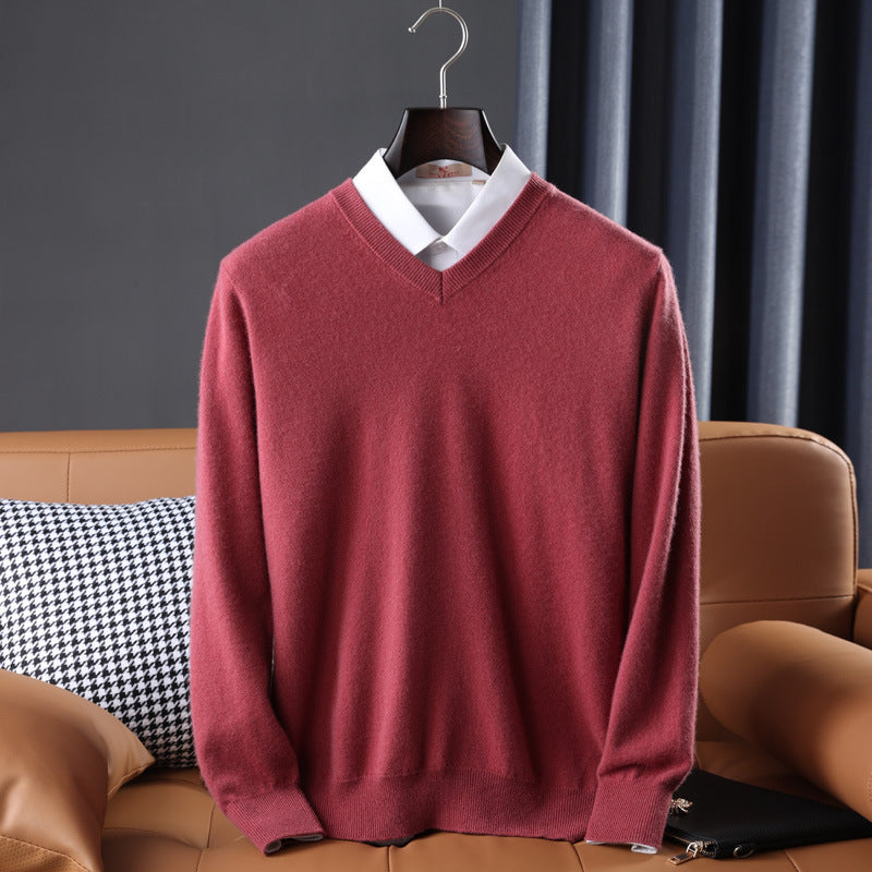 Korean Style Wool V-neck Bottoming Shirt Pullover Sweater