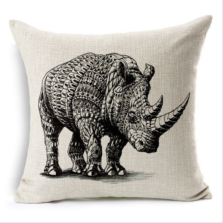 Simple Elephant Cotton Linen Pillowcase Cushion
