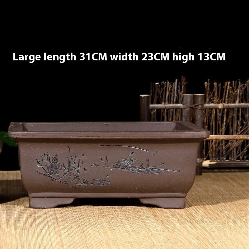 Purple Sand Flowerpot Breathable Bonsai Pot Orchid Pots Banyan Potted Green Radish