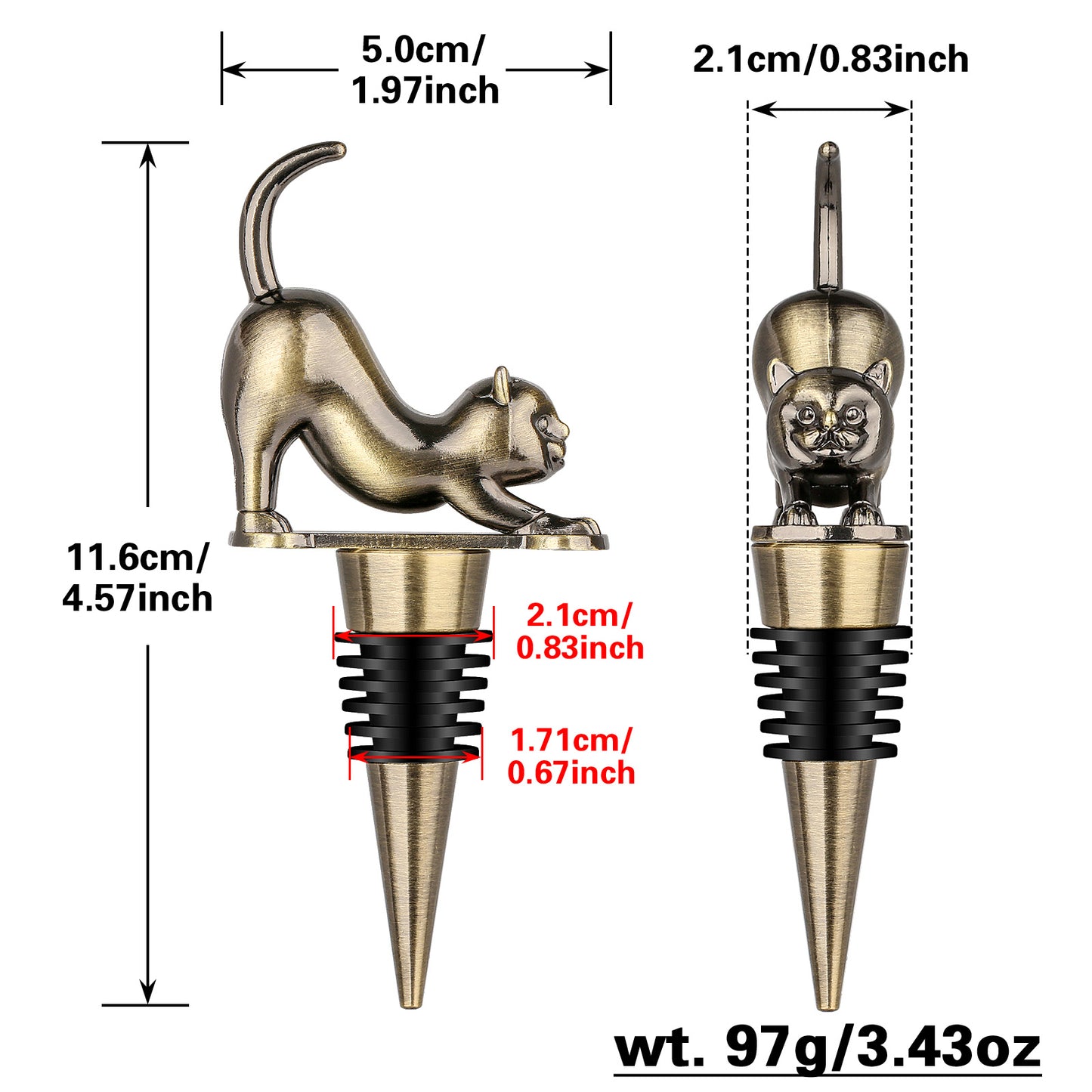 Elegant Upturned Cat Shaped Red Wine Stopper Set With Metallic Luster Bottle Stopper Gift Box, High-end Accessories For Wine Enthusiasts, A Must-have Set For Wine Collectors