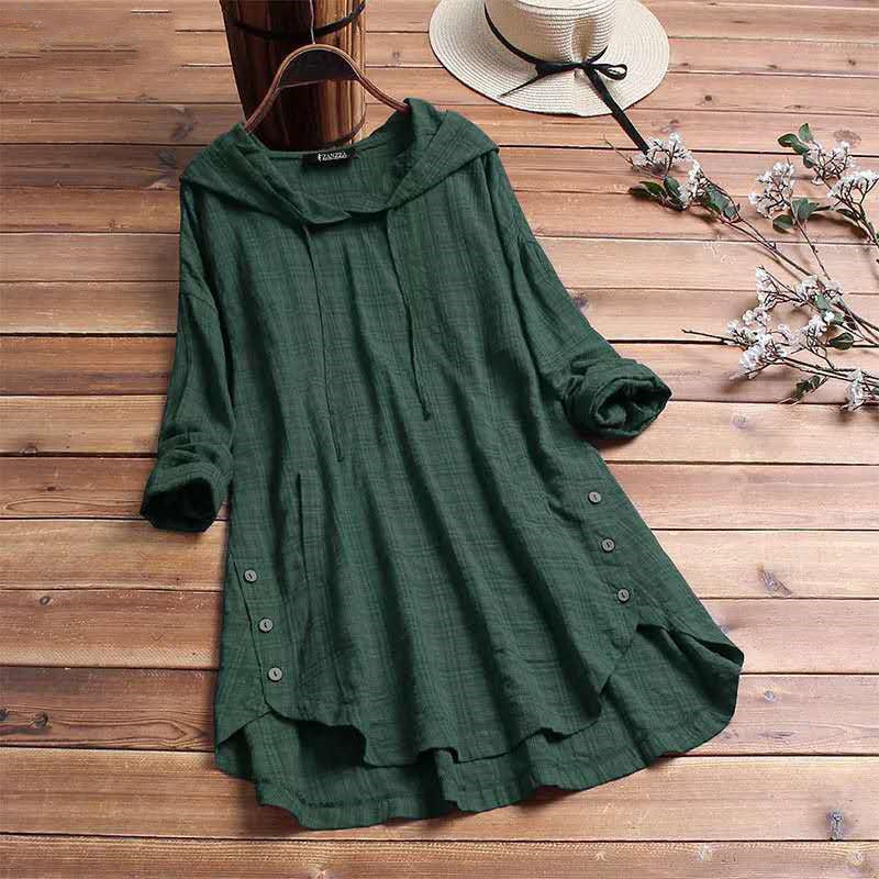 Hedging Black Women Mid-length Linen Cotton Shirt Women