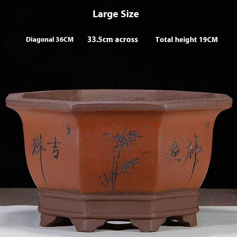 Purple Sand Flowerpot Breathable Bonsai Pot Orchid Pots Banyan Potted Green Radish