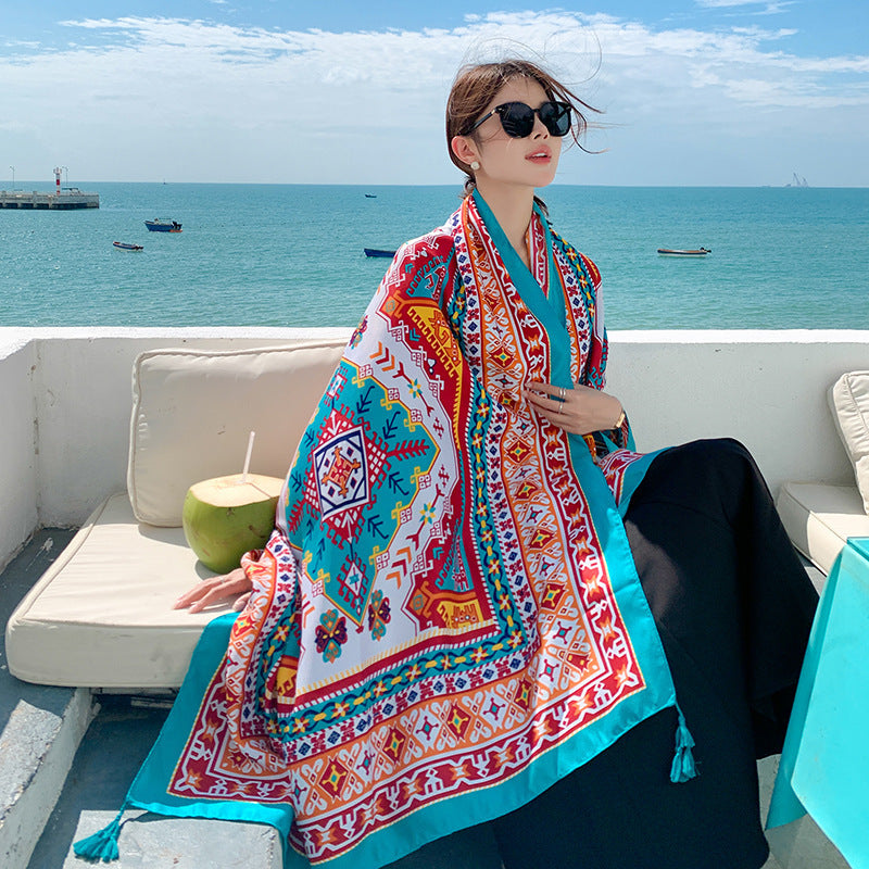 Sun-proof All-matching Shawl Beach Travel Dual-use Outdoor Beach Towel