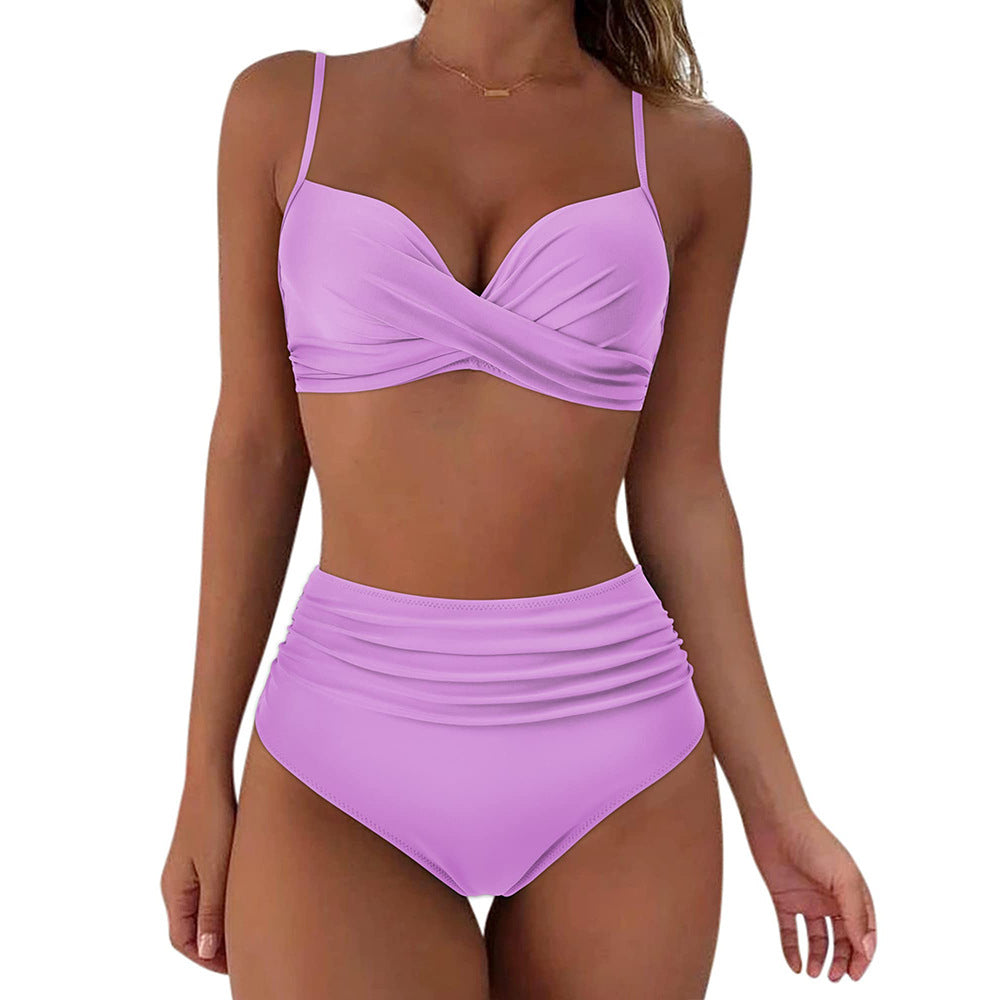 Printed Two-piece Push-up Bikini High Waist Swimsuit