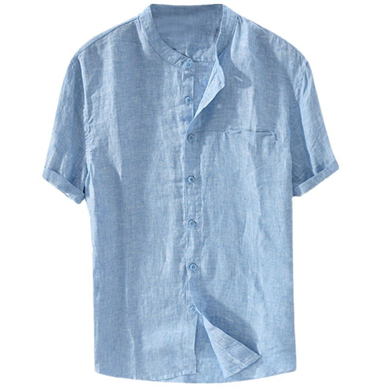 Men's Shirt New Short Sleeve Summer Stand Collar