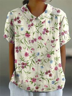 Retro Floral Cute Style Short Sleeve T-shirt