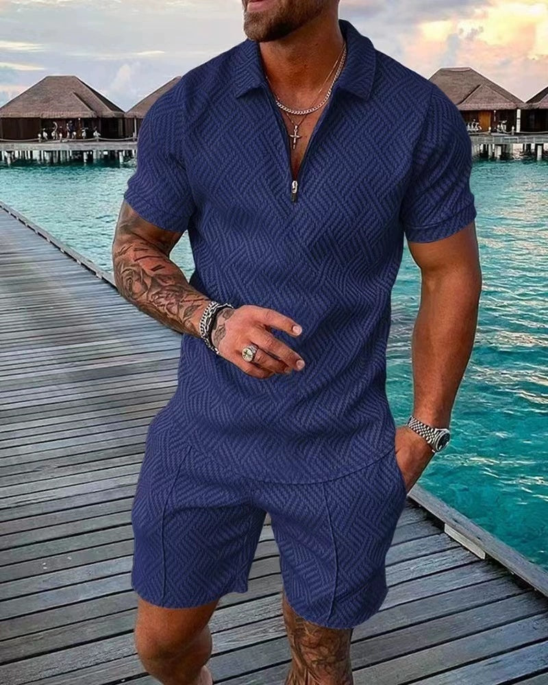 Casual Men's European And American Fashion Men's Polo Shirt Suit