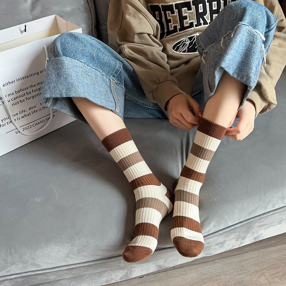 Women's Autumn And Winter Warm Fleece Coffee Wool Socks
