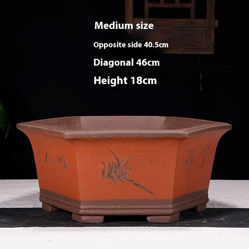 Purple Sand Flowerpot Breathable Bonsai Pot Orchid Pots Banyan Potted Green Radish