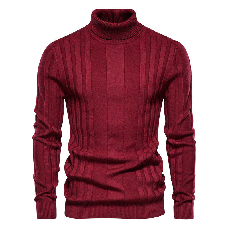 Men's Turtleneck Sweater Casual Knit Solid Color Pullover