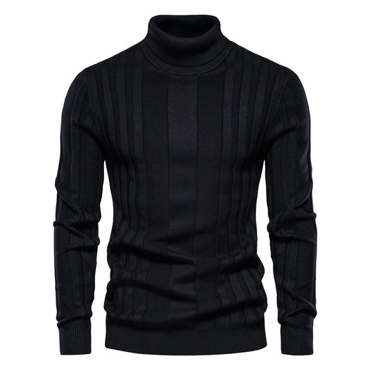Men's Turtleneck Sweater Casual Knit Solid Color Pullover