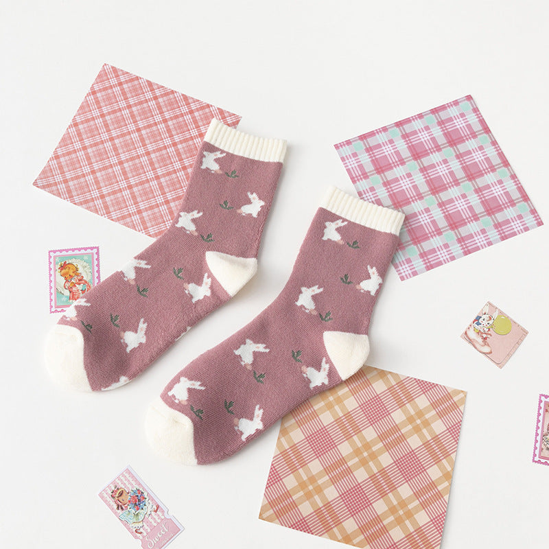 Sweet Lady Towel Bottom Mid-calf Socks