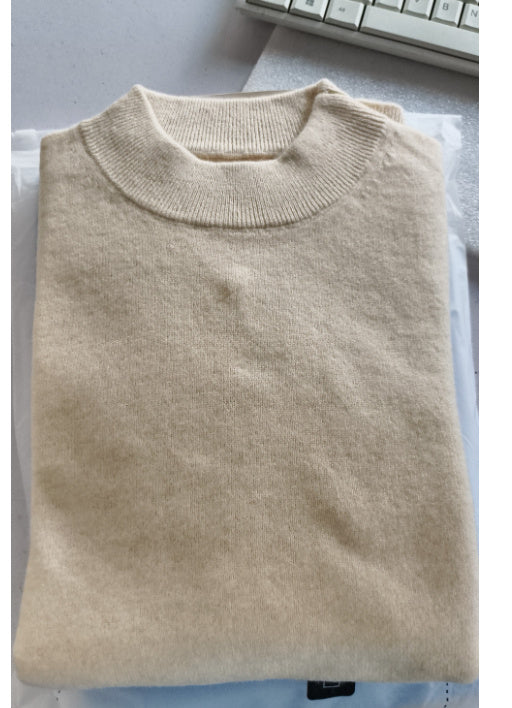 Half-collar Wool Sweater Men's Solid Color Knitted Sweater