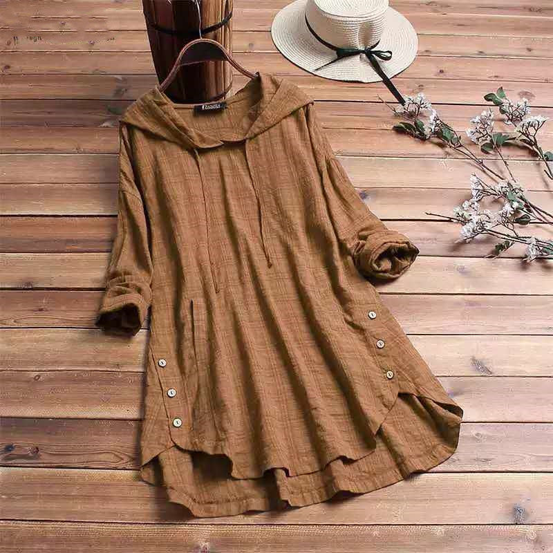 Hedging Black Women Mid-length Linen Cotton Shirt Women