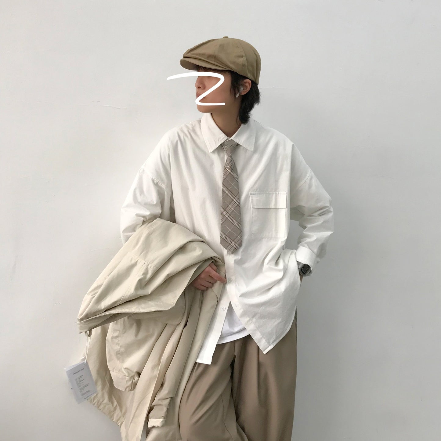 Japanese-style Retro Solid Color Long Sleeve Shirt