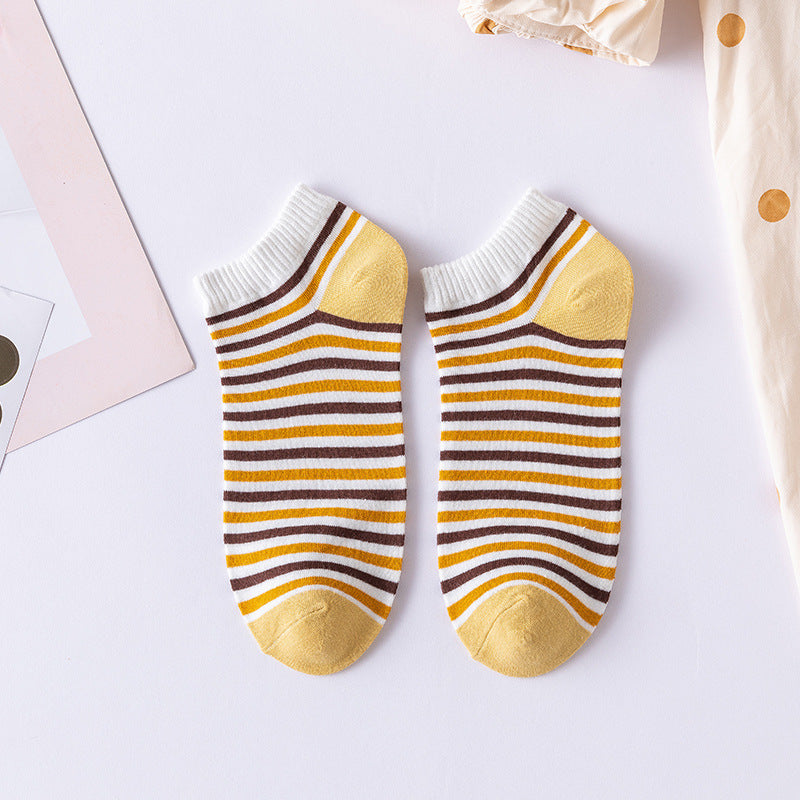 Cartoon Little Bee Boat Socks Pure Female Embroidery Combed Cotton Socks
