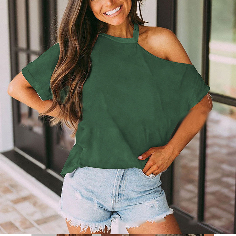 Women's Off Shoulder Short Sleeve Loose Casual Top