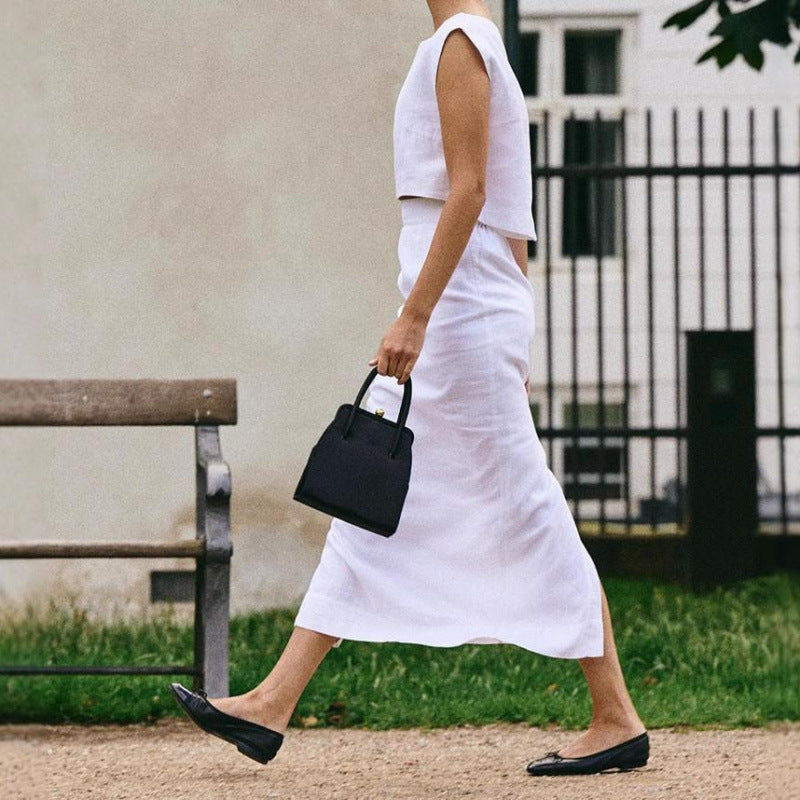 Cotton Linen Vest Skirt Women's Casual Suit
