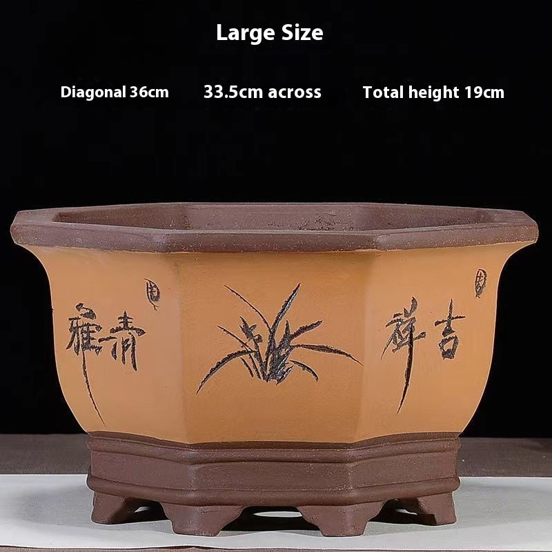 Purple Sand Flowerpot Breathable Bonsai Pot Orchid Pots Banyan Potted Green Radish