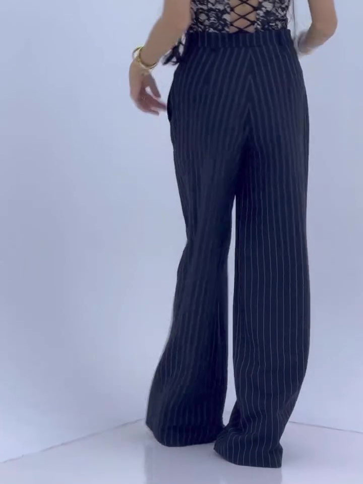High-waisted Striped Wide-leg Pants