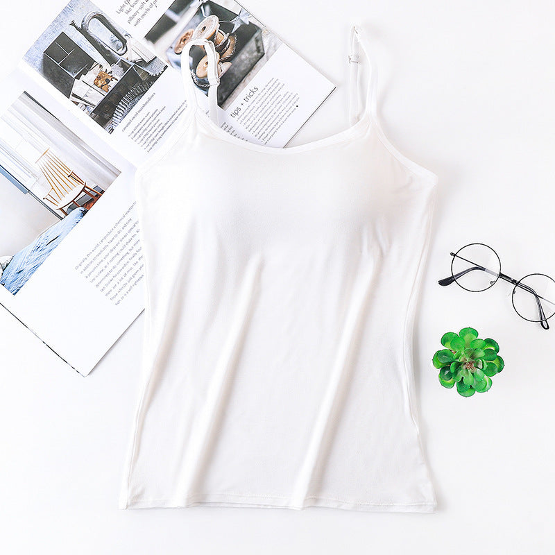 One-piece With Chest Pad Wear-free Bra Wireless Spaghetti-strap Vest Women's Small Underwear Bandeau Base Adjustable Shoulder Strap