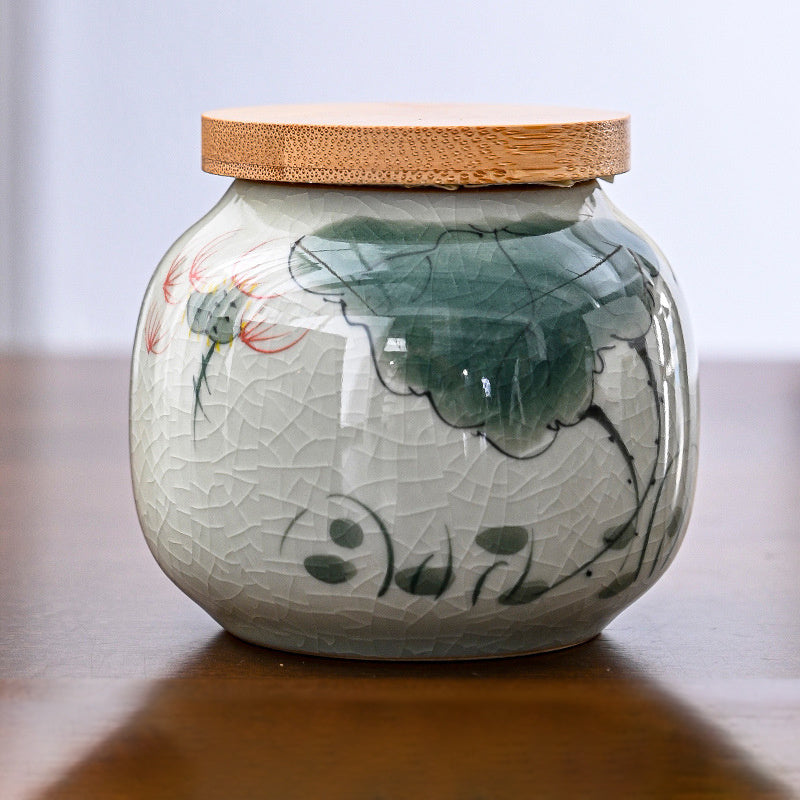 Hand Drawn Ge Kiln Tea Jar