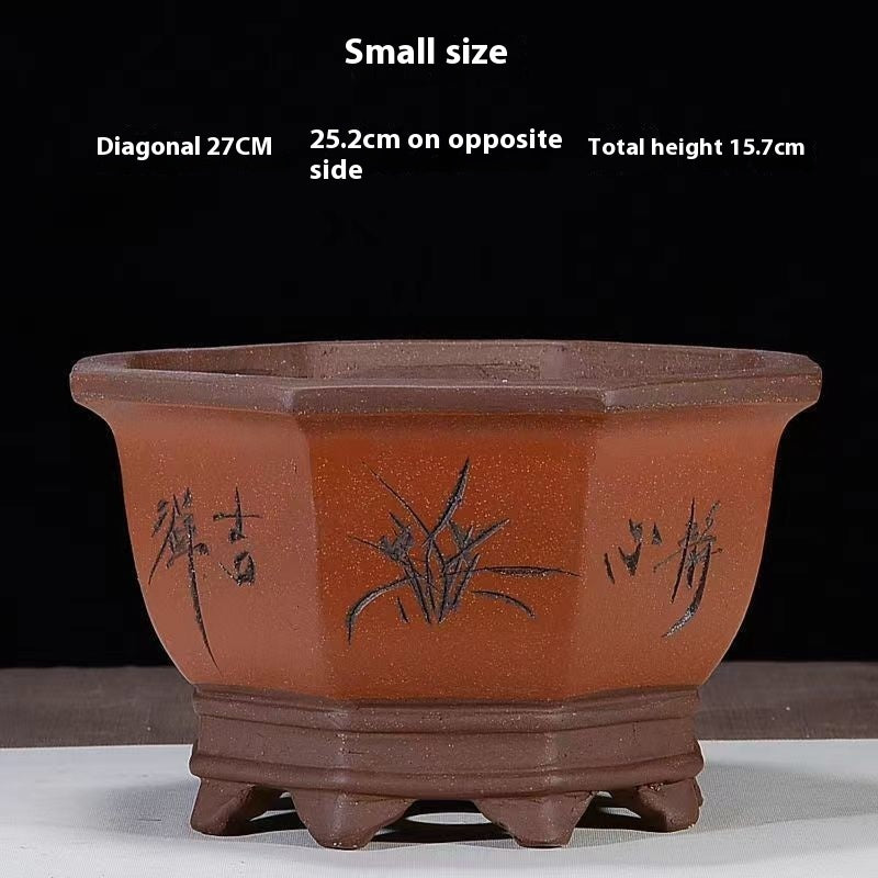 Purple Sand Flowerpot Breathable Bonsai Pot Orchid Pots Banyan Potted Green Radish