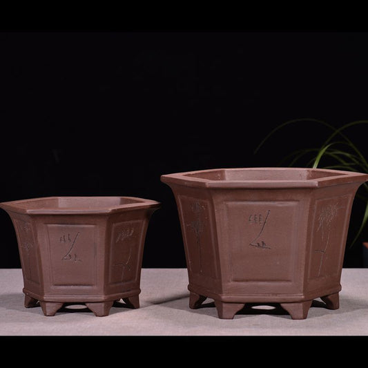 Purple Sand Flowerpot Breathable Bonsai Pot Orchid Pots Banyan Potted Green Radish