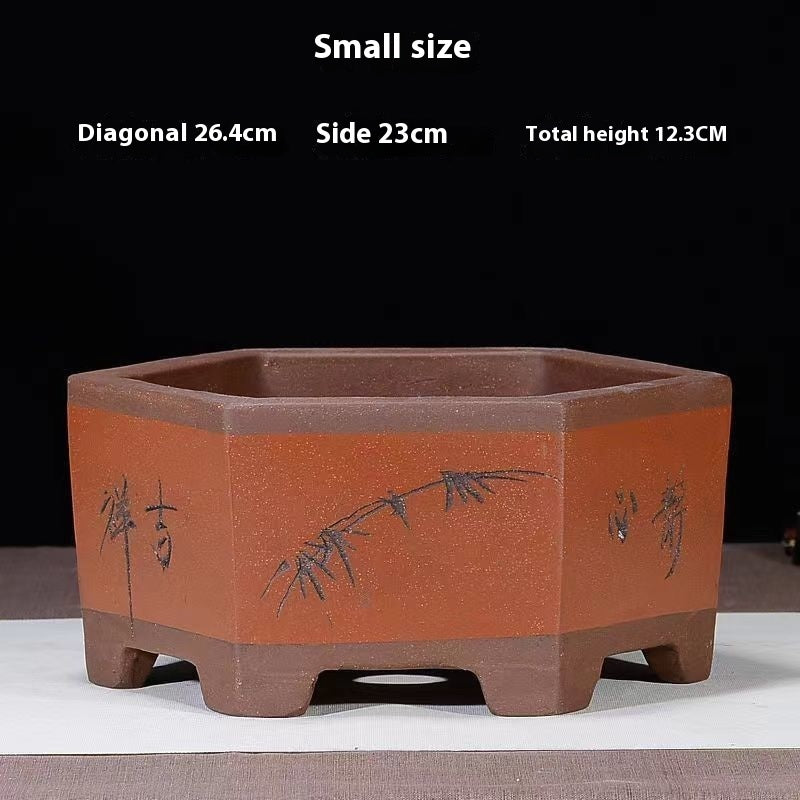 Purple Sand Flowerpot Breathable Bonsai Pot Orchid Pots Banyan Potted Green Radish