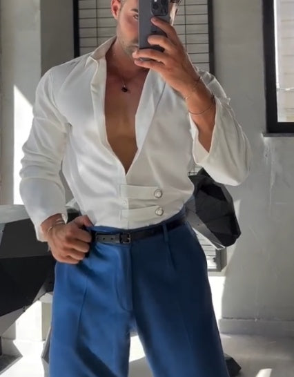 Loose Side Detail White Shirt