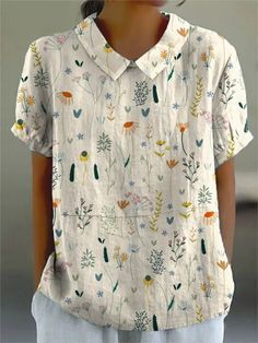 Retro Floral Cute Style Short Sleeve T-shirt