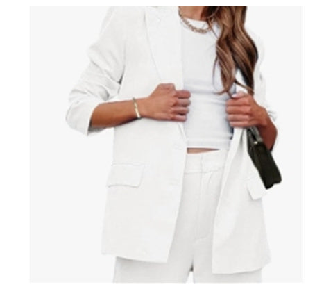 Women's Fashion Casual Solid Color Coat Trousers Suit