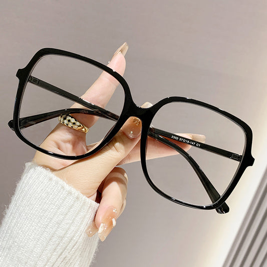 Plain Face Plain Glasses With No Diopters Vintage With Large Rims