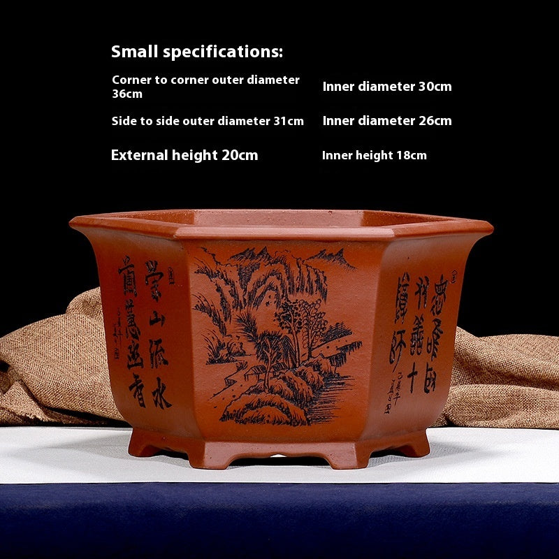 Purple Sand Flowerpot Breathable Bonsai Pot Orchid Pots Banyan Potted Green Radish