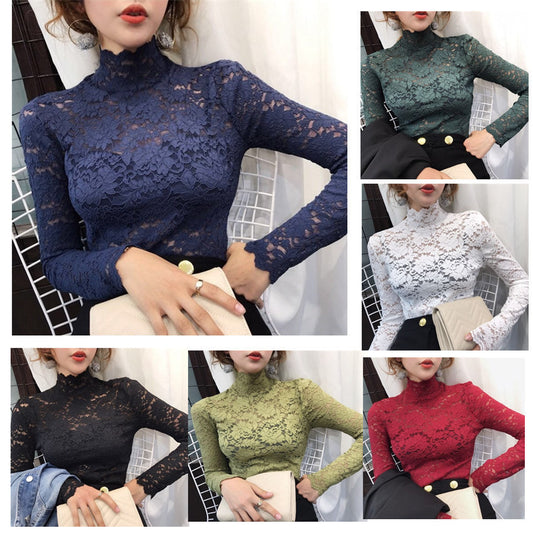 Half high collar lace bottoming shirt