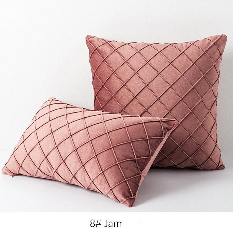Diamond plaid velvet pillowcase