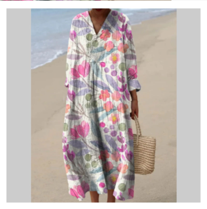 Long Sleeve Shirt Dress Women's Casual Floral