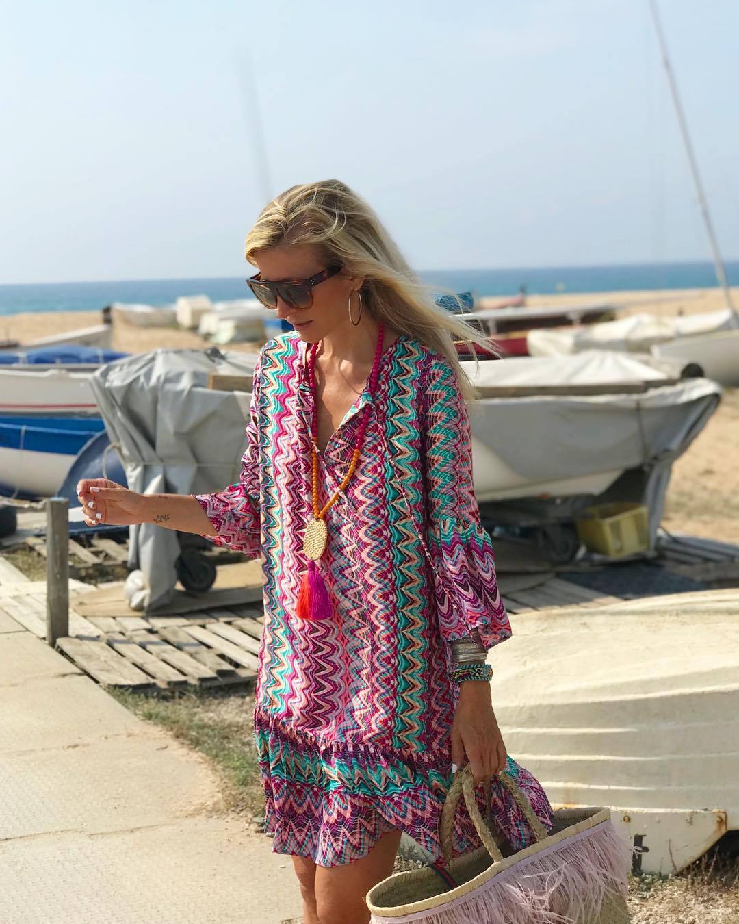 Printed V-neck dress