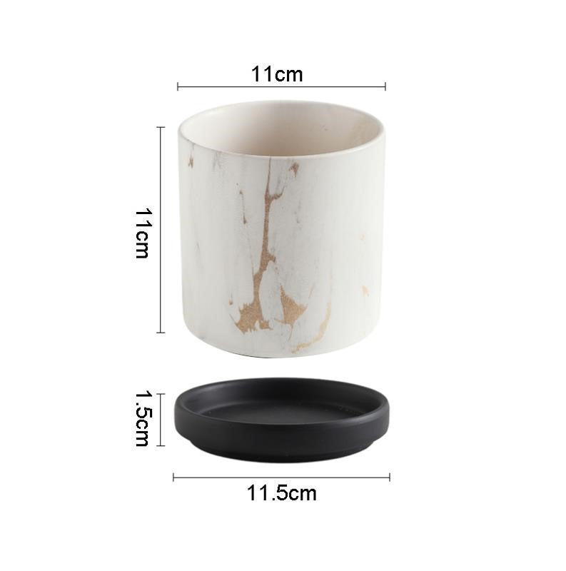 Ceramic Flower Pot Marble Art Flower Pot