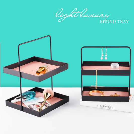 Double leather pad metal storage tray