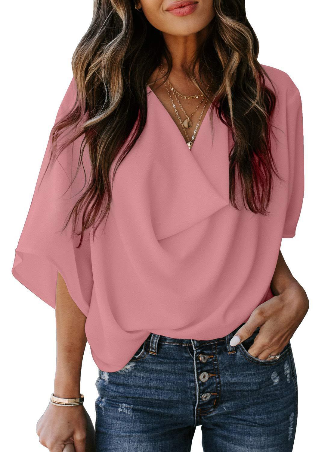 Chiffon shirt loose v-neck top