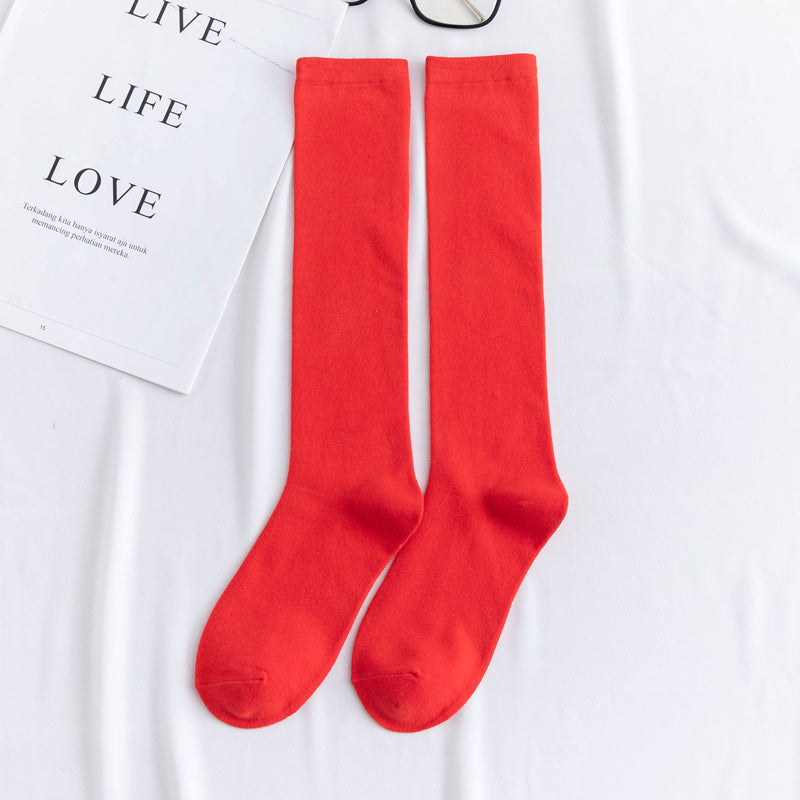 Women's color mid-tube knee socks
